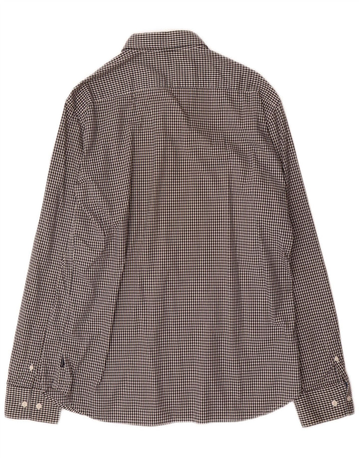 Мужская рубашка FRENCH CONNECTION, большая черная хлопковая клетка в мелкую клетку