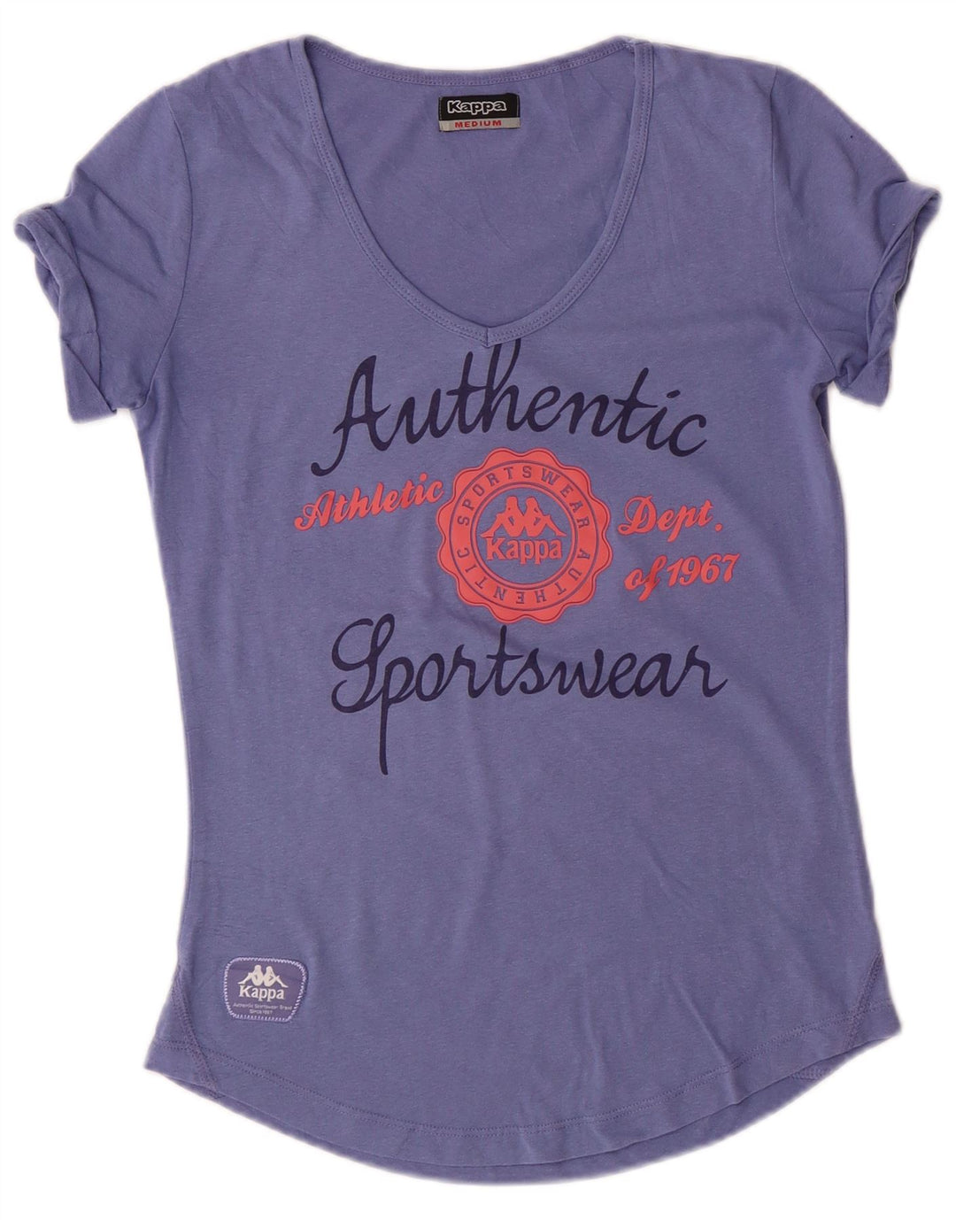 KAPPA Женская футболка с рисунком Top UK 12 Средний синий хлопок