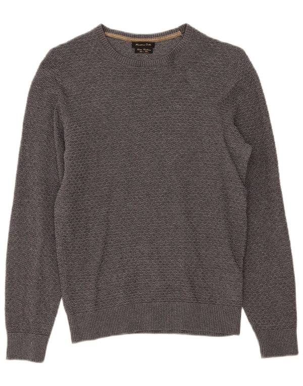 Massimo Dutti Mens Boat Neck Jumper Sweater Small Grey Cotton