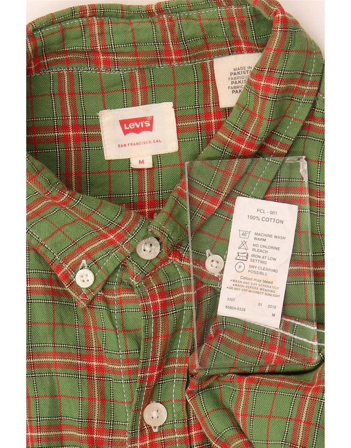 Мужская рубашка Levi's в зеленую клетку, хлопок среднего размера