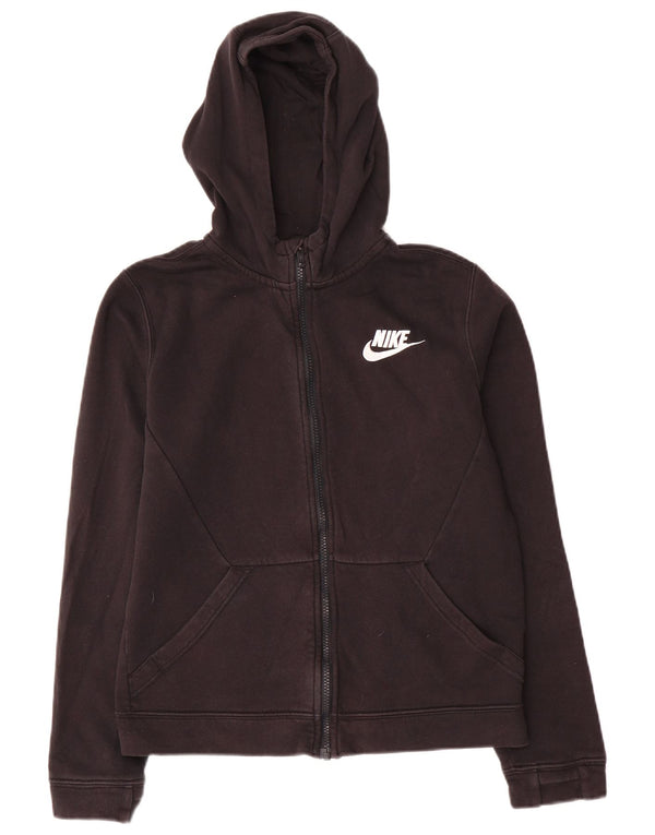 Nike Boys Zip Hoodie Sweater 13-14 Years XL Black Cotton