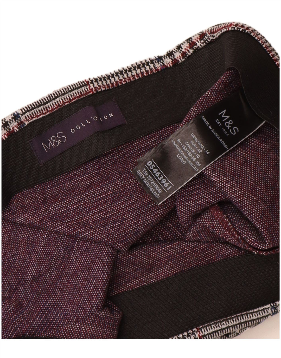 Женская прямая юбка Marks & Spencer UK 14, большая, W32, серый полиэстер в клетку
