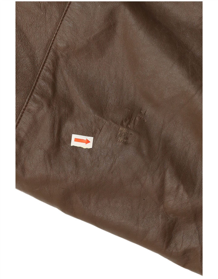 Мужское кожаное пальто VINTAGE UK 38 среднего коричневого цвета