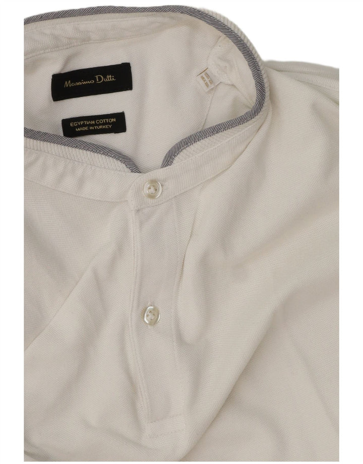 Мужская рубашка-поло Massimo Dutti 2XL, белый хлопок