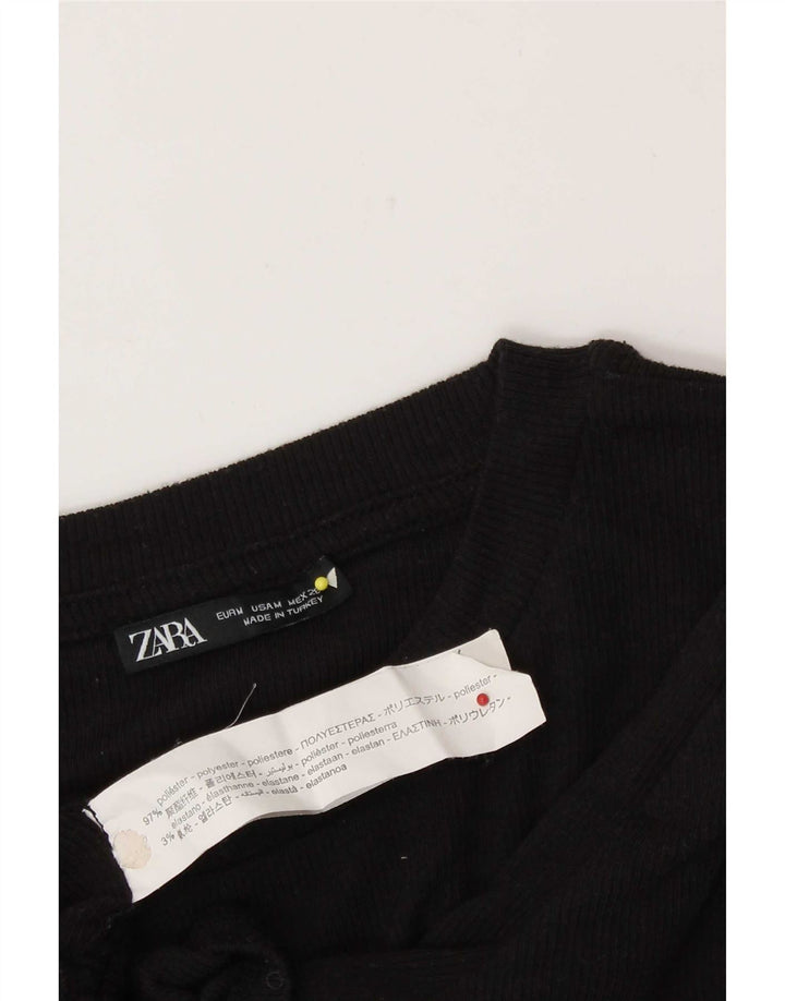 Женская укороченная блузка Zara UK 12, средний черный полиэстер