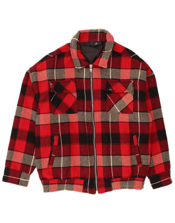 LFDY Mens Bomber Jacket UK 40 Large Red Check Wool
