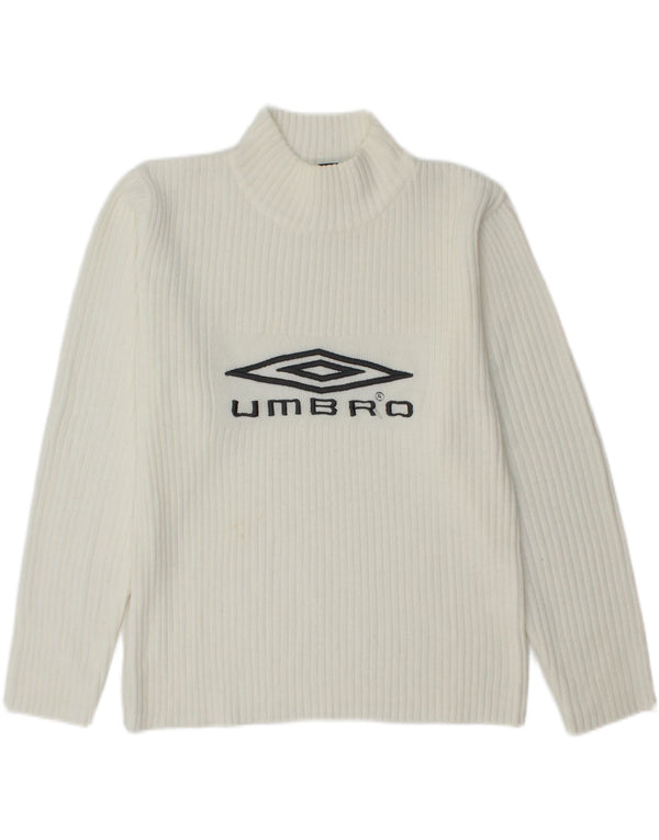 Женский свитер UMBRO с высоким воротником и рисунком, Великобритания 16, средний белый акрил