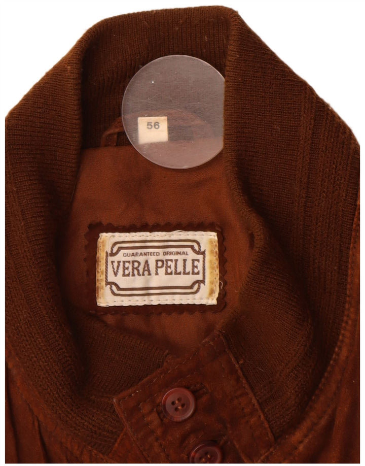 Винтажный мужской замшевый бомбер IT 56 3XL Коричневый кожаный