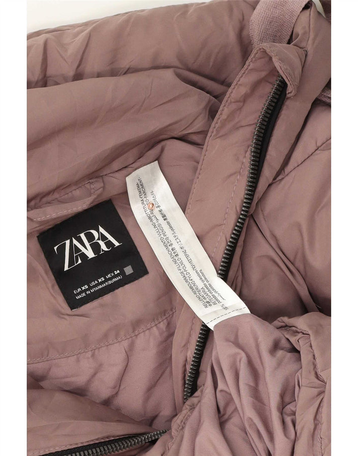 Женская утепленная куртка оверсайз с капюшоном Zara UK 6 XS Фиолетовый полиэстер