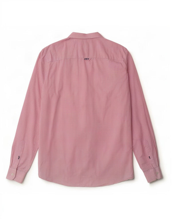 Crew Clothing Мужская классическая рубашка среднего размера из хлопка в мелкую клетку розового цвета