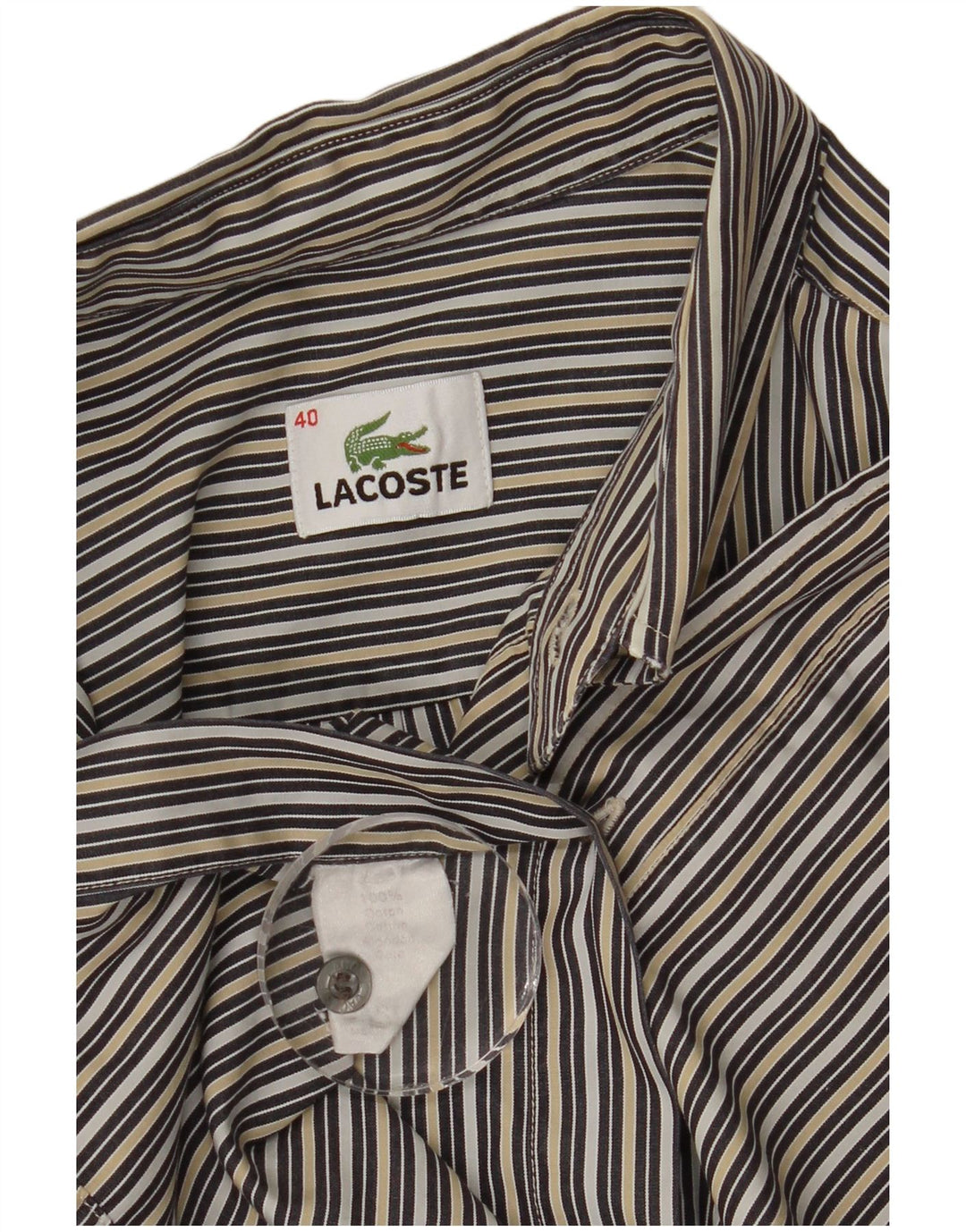 Мужская рубашка Lacoste, размер 40, средний размер, разноцветная хлопковая полоска