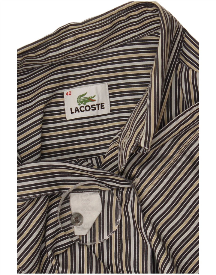 Мужская рубашка Lacoste, размер 40, средний размер, разноцветная хлопковая полоска