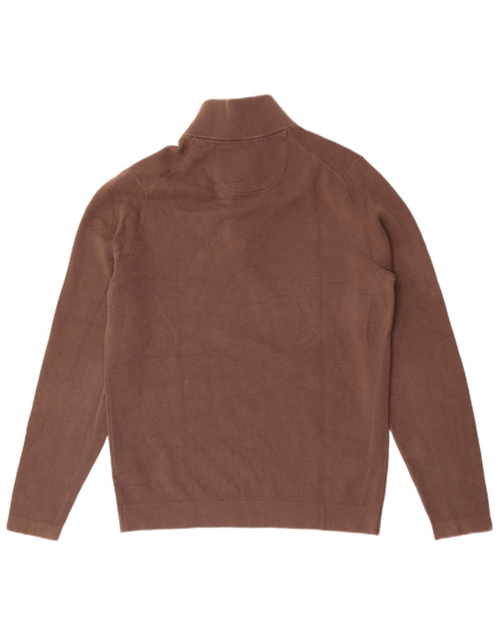 Мужской джемпер с воротником на молнии Massimo Dutti, большой коричневый хлопковый свитер
