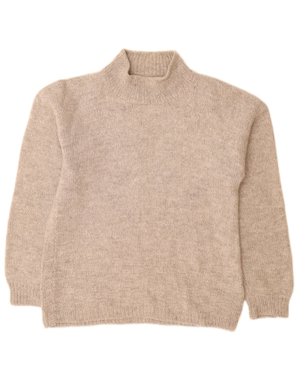 Винтажный женский джемпер с высоким воротником, Великобритания, 14, большой серый в крапинку