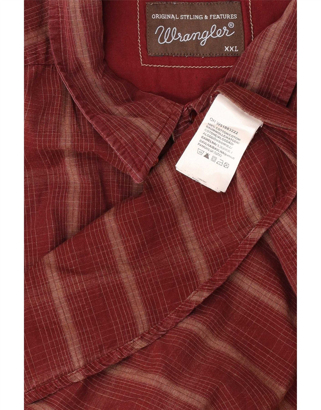 Мужская рубашка Wrangler 2XL, темно-бордовая клетка, хлопок
