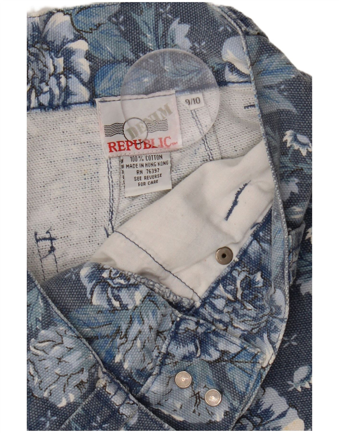 ВИНТАЖНЫЕ джинсовые шорты с высокой талией для девочек 9–10 лет W26, темно-синие с цветочным принтом