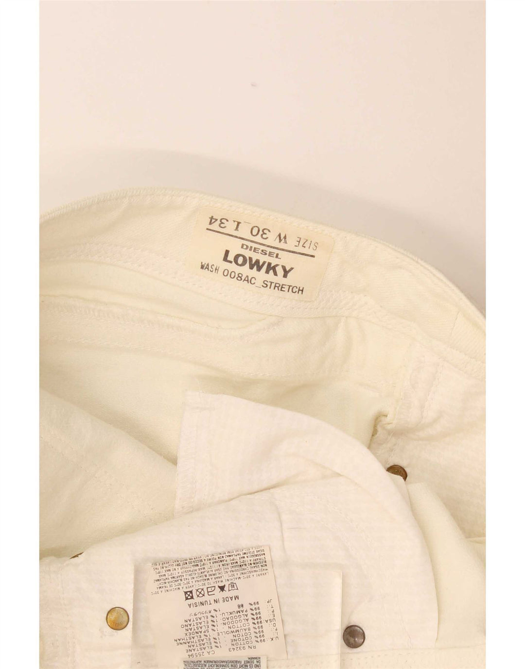Женские узкие джинсы Diesel Lowky W30 L34 Off White, хлопок