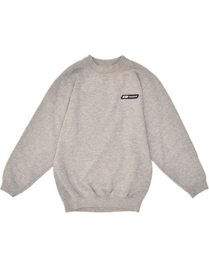 REEBOK Boys Sweatshirt Jumper 9-10 Years Medium Grey Cotton Vintage Reebok and Second-Hand Reebok from Messina Hembry 