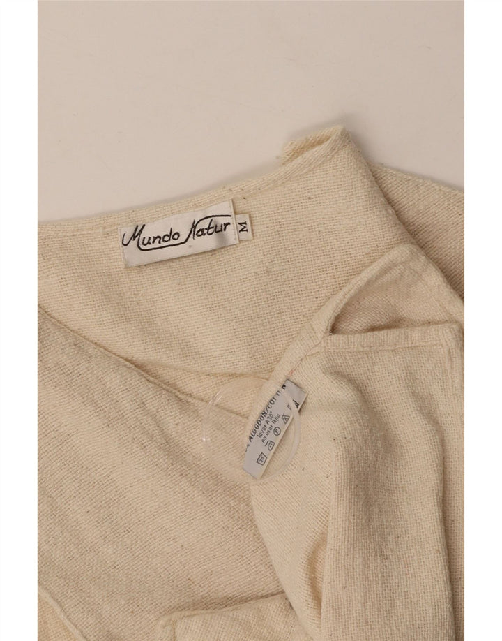 ВИНТАЖНЫЙ женский жилет UK 14, средний хлопковый белый цвет