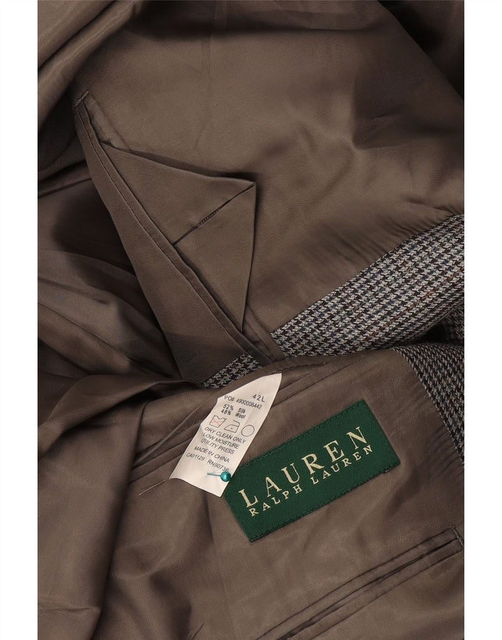 Мужской пиджак на двух пуговицах Ralph Lauren, Великобритания, 42, большой серый, шелковый с узором «гусиные лапки»