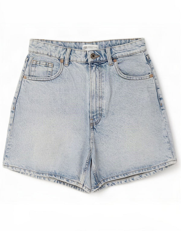 Zara Женские джинсовые шорты с высокой талией EU 38 Small W28 Синие