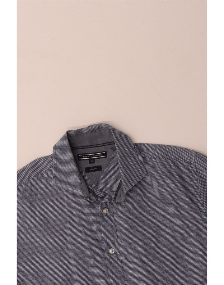 TOMMY BAHAMA Мужская рубашка приталенного кроя, хлопковая клетка среднего синего цвета