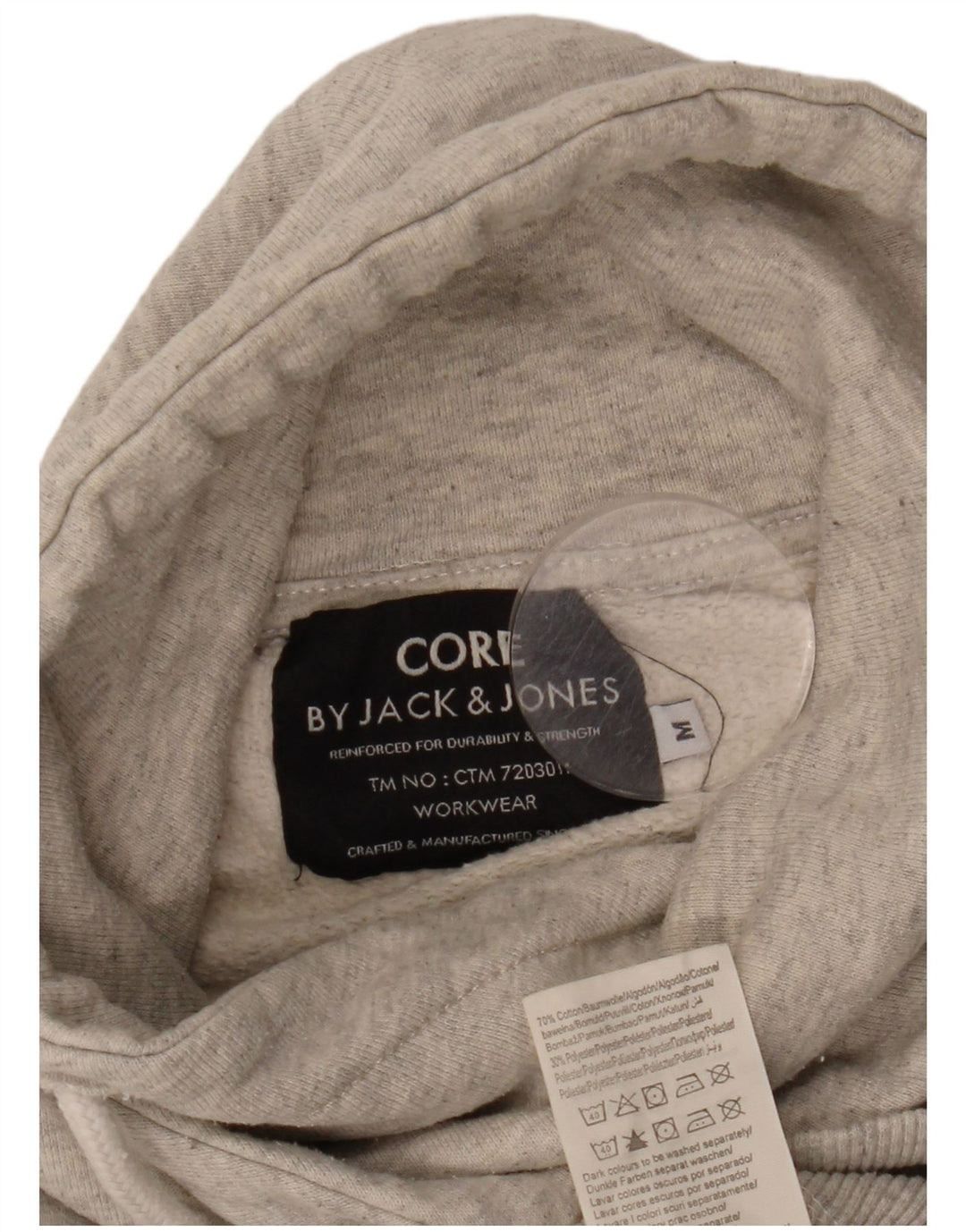Мужской джемпер с капюшоном Jack & Jones с рисунком, хлопковый, среднего серого цвета