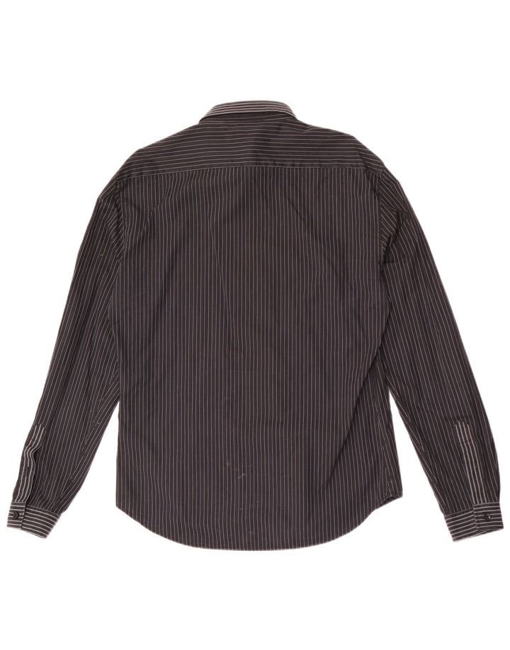 Мужская рубашка Roberto Cavalli IT 50 Medium Black в тонкую полоску из хлопка
