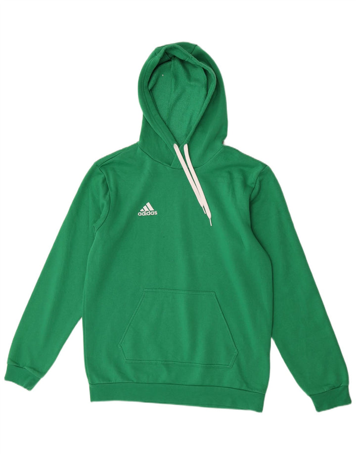 Мужской джемпер с капюшоном Adidas среднего зеленого цвета, хлопок