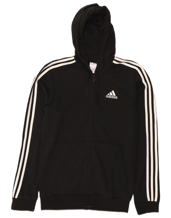 Мужской свитер с капюшоном на молнии Adidas, маленький черный, хлопковый