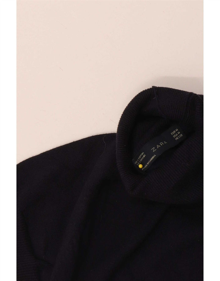 Женский джемпер с коротким рукавом Zara UK 12, темно-синий, средний темно-синий