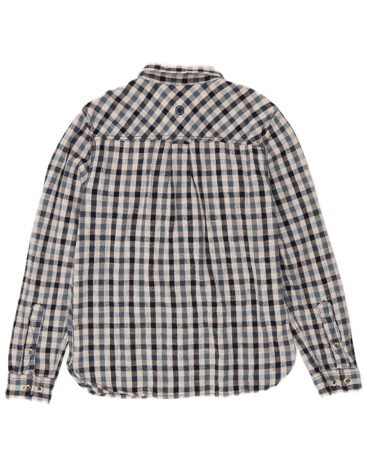 Мужская фланелевая рубашка Fat Face, хлопковая синяя клетка среднего размера