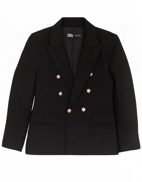 Женский двубортный пиджак Zara UK 6 XS, черный акрил