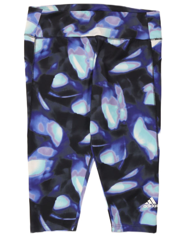 Женские леггинсы Adidas Aeroready с абстрактным рисунком, Великобритания, 24/26, 2XL, темно-синие