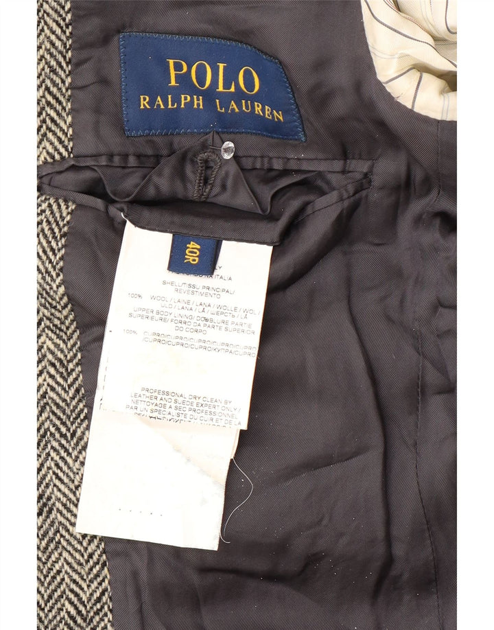 Мужской пиджак с 2 пуговицами Polo Ralph Lauren, США 40, большой серый шерстяной шеврон