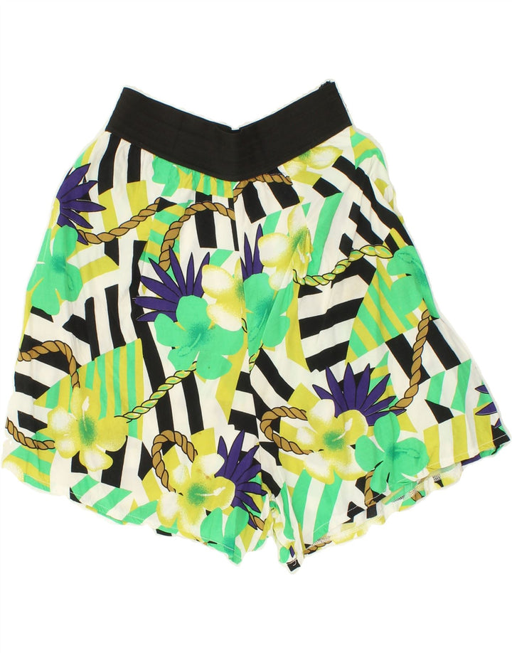 VINTAGE Womens High Waist Shorts W28 Medium Grey Floral Vintage Vintage and Second-Hand Vintage from Messina Hembry 