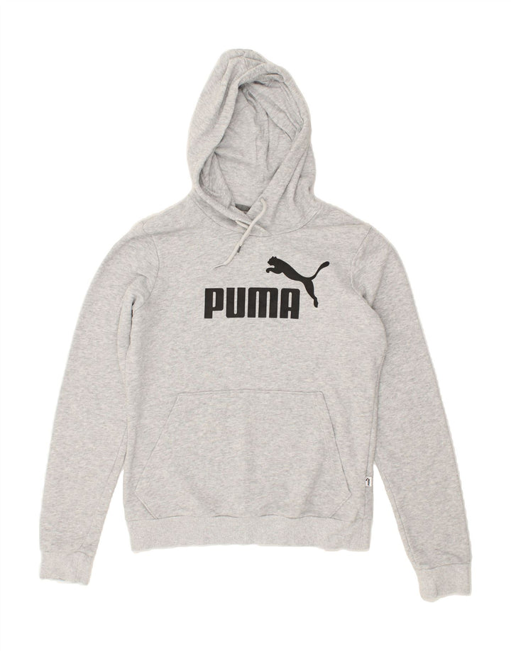 PUMA Womens Graphic Hoodie Jumper UK 10 Small   Grey Cotton | Vintage Puma | Thrift | Second-Hand Puma | Used Clothing | Messina Hembry 
