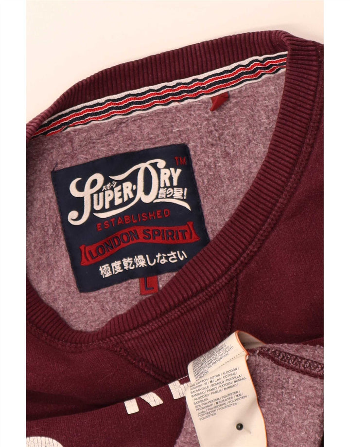 Мужской свитшот с рисунком Superdry, большой темно-бордовый хлопок, хлопок