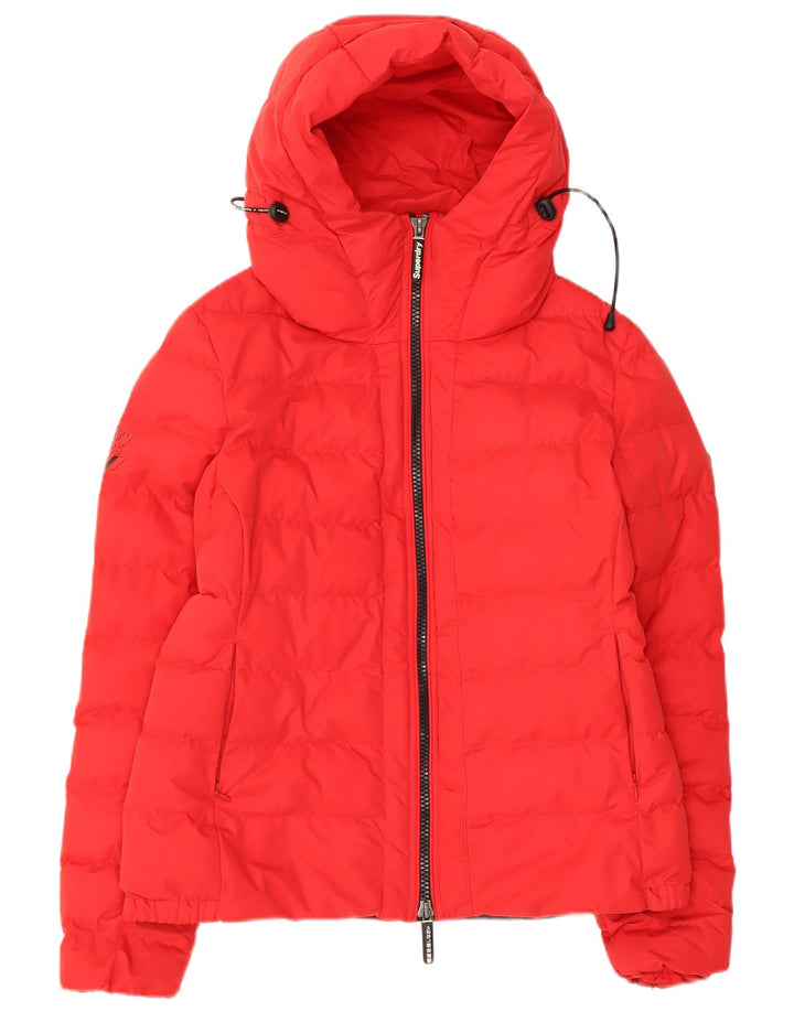 Женская утепленная куртка с капюшоном Superdry UK 12, средний красный нейлон