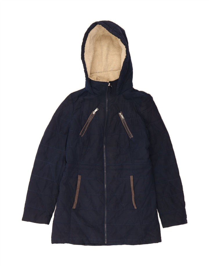 NAUTICA Womens Hooded Padded Coat UK 14 Large Navy Blue Polyester Vintage Nautica and Second-Hand Nautica from Messina Hembry 