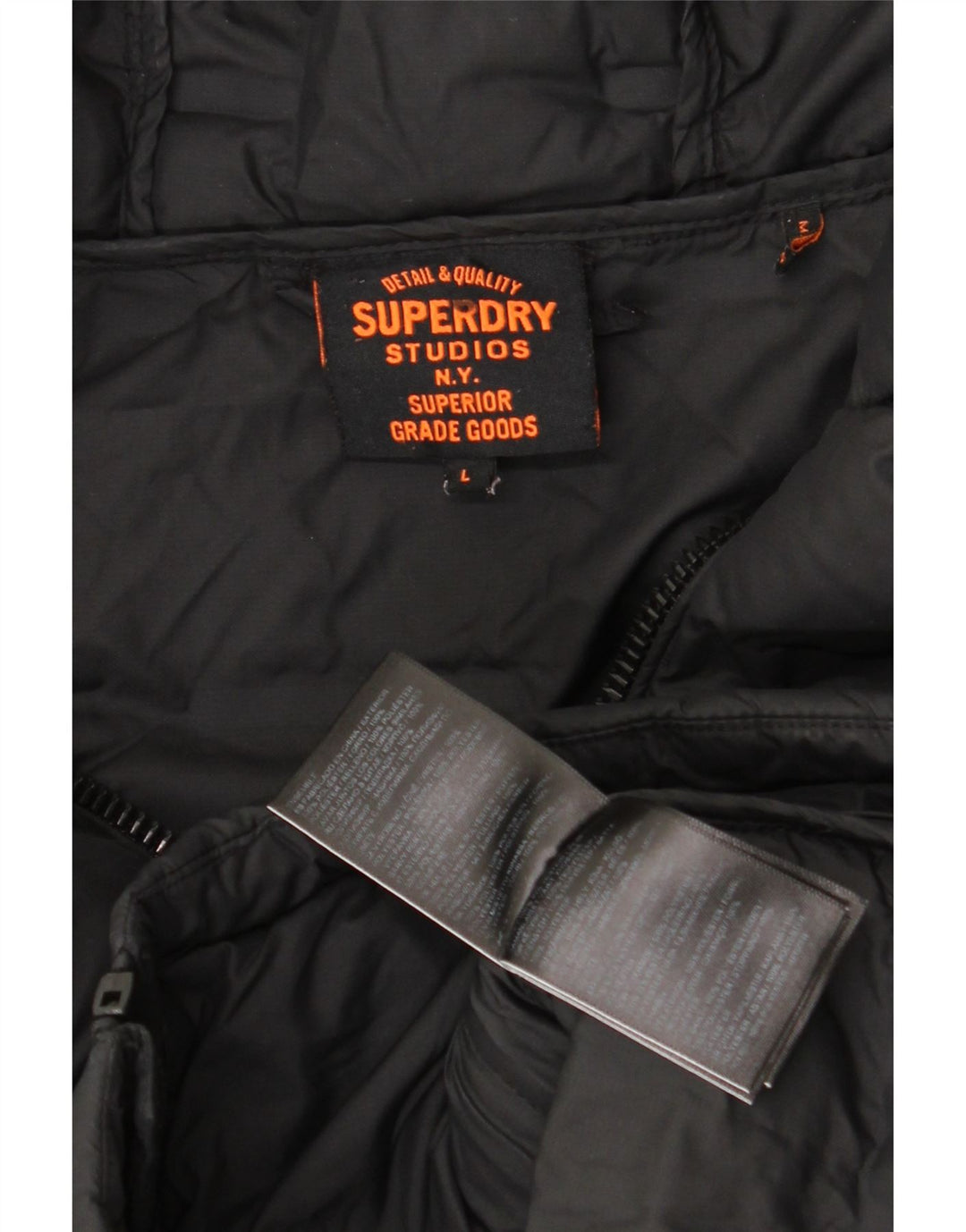 Мужская утепленная куртка с капюшоном Superdry UK 40, большой черный полиэстер