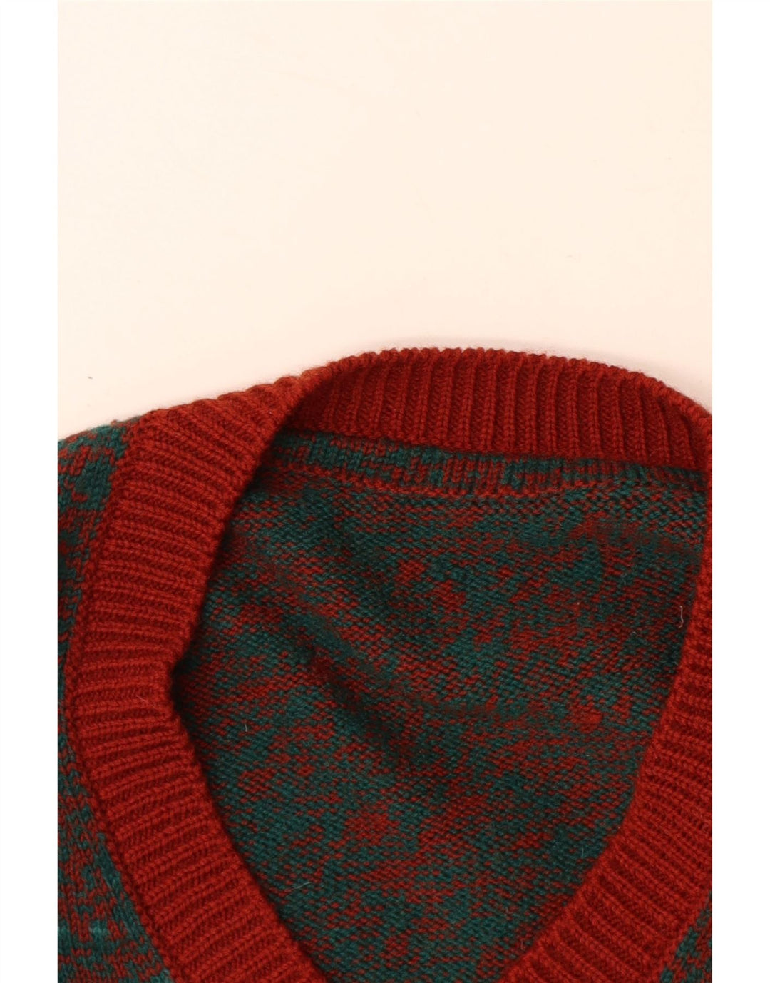 ВИНТАЖНЫЙ мужской джемпер с v-образным вырезом, средний красный в крапинку