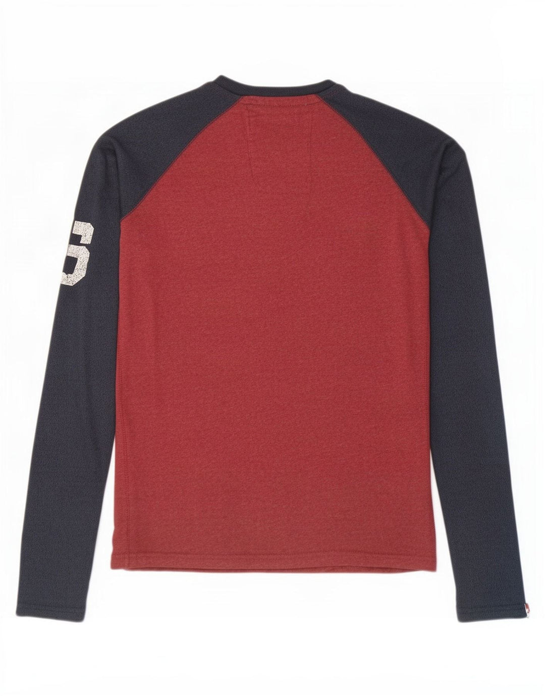 Мужской топ с рисунком Superdry, хлопок с длинными рукавами, средний красный, с цветными блоками