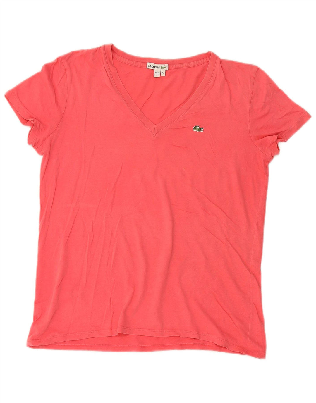 Женская футболка Lacoste, размер 42, большая, розовая, хлопок