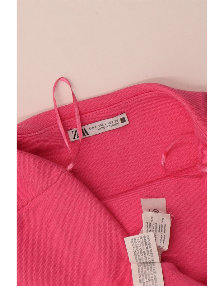 Женское платье без бретелек Zara UK 8, маленькое розовое из вискозы