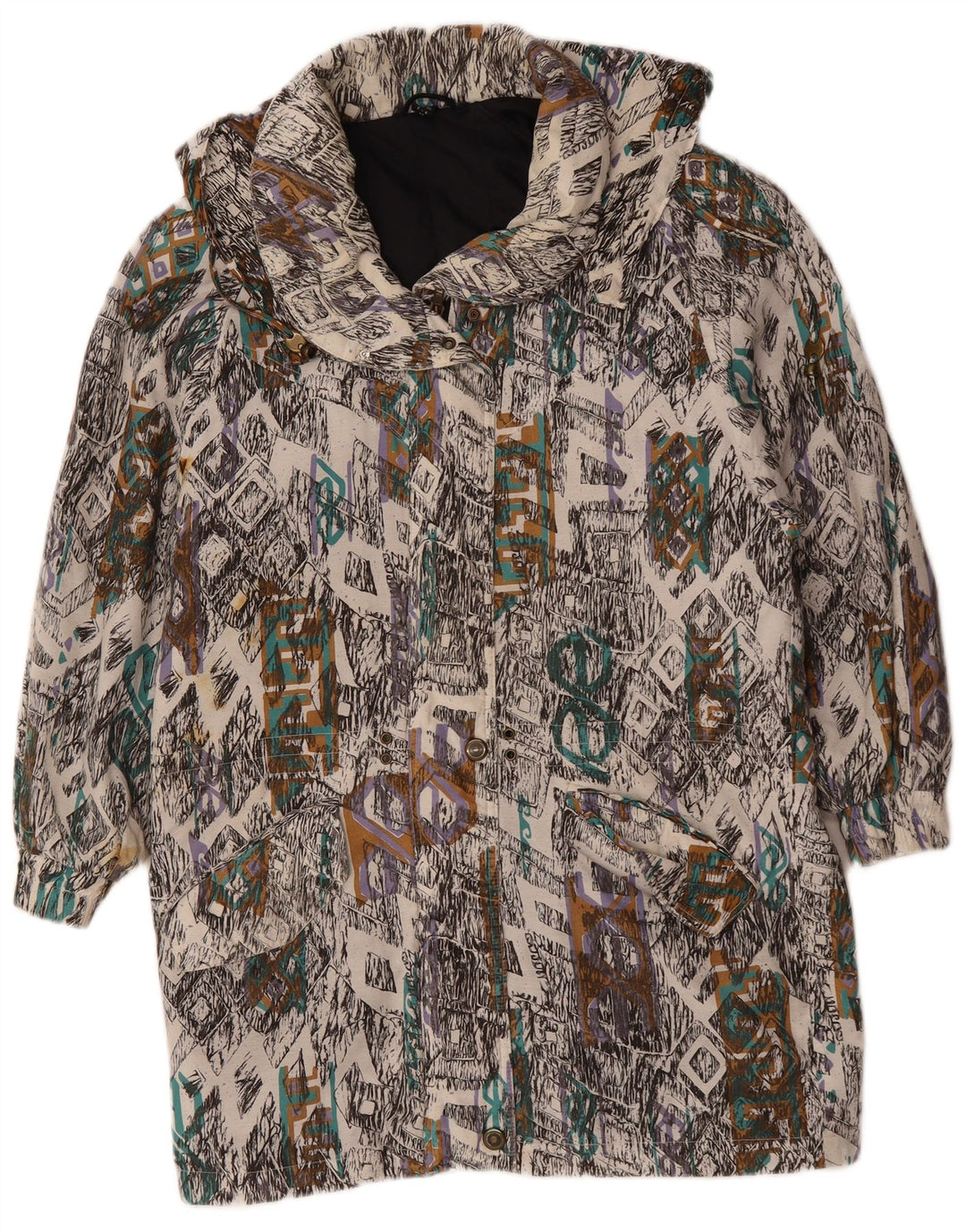 ВИНТАЖНАЯ женская ветровка UK 10, маленькая, разноцветная, с геометрическим узором