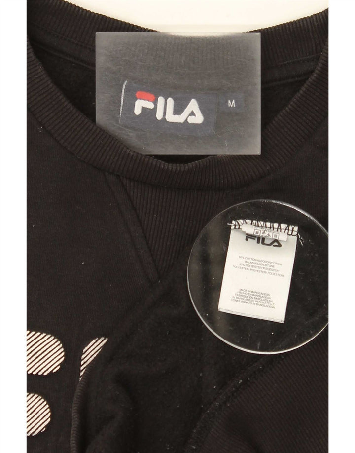 Мужской свитшот с рисунком Fila, хлопковый джемпер среднего размера, черный