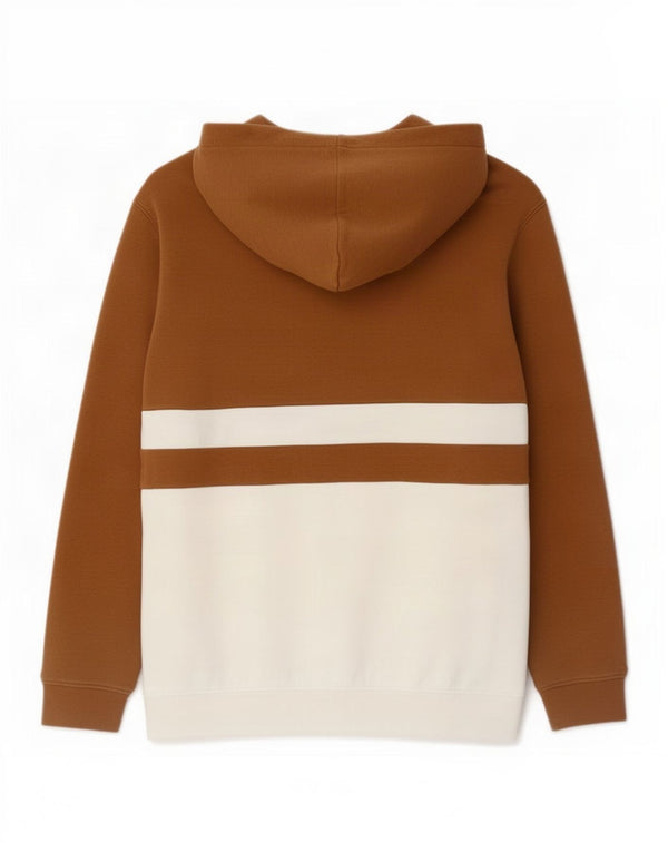 Мужской джемпер с капюшоном Zara, большой коричневый, хлопок с цветными блоками