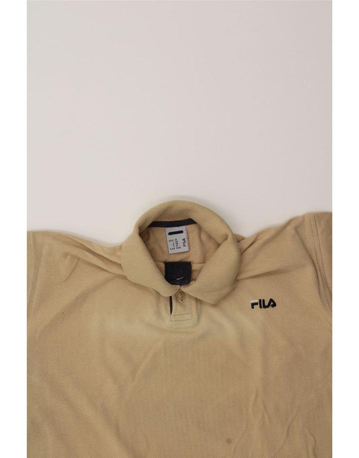 FILA Mens Polo Shirt Medium Beige Cotton Vintage Fila and Second-Hand Fila from Messina Hembry 