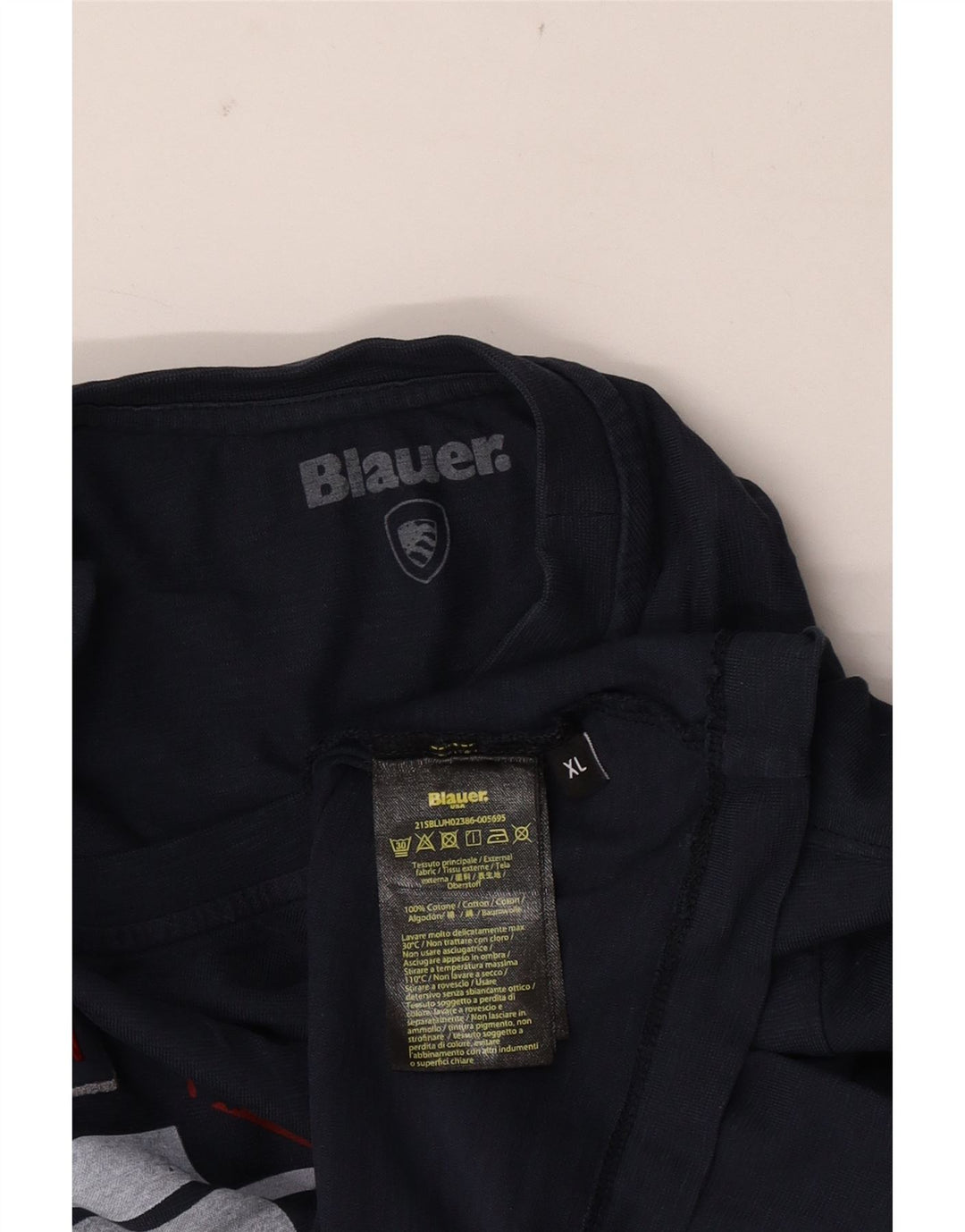 Мужская футболка с рисунком Blauer, XL, темно-синяя, хлопок